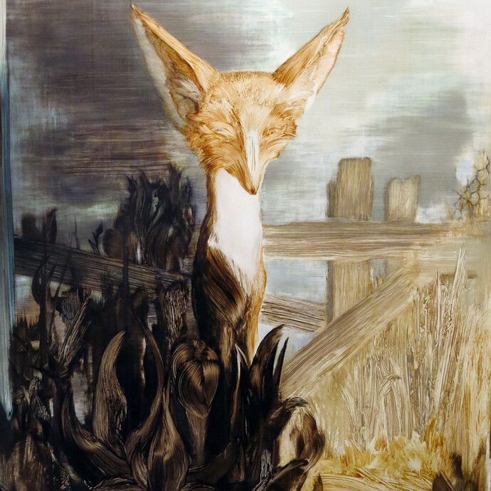 Shawn Spencer, Perimeter (detail), 2010, Oil on panel, 41h x 30w in. 