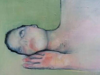 Julia Runggaldier, Saturn, olio e acrilico su tela, 2021
