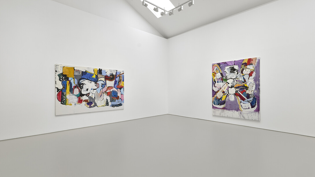 Eddie Martinez, Purple flopper, exhibition view. Courtesy of Galerie Max Hetzler