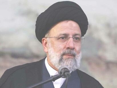 Iranian President Ebrahim Raisi speaking at an event in Tehran, Iran