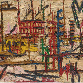 Frank Auerbach, Mornington Crescent, 1965, Oil paint on board, 1016 x 1270 mm, Private collection courtesy of Eykyn Maclean, LP © Frank Auerbach, courtesy Marlborough Fine Art
