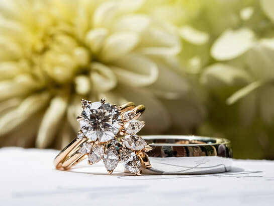 A close-up view of rings set with diamonds, Lancaster, United States