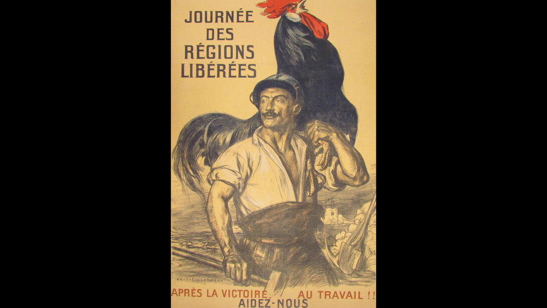Auguste Leroux (French, 1871–1954), Journée des Régions Libérées (Liberated Regions Day), 1919 Lithograph on paper, 47 1/4 x 31 1/2 inches. Georgia Museum of Art, University of Georgia; Gift of Murray and Nancy Ann Blum
