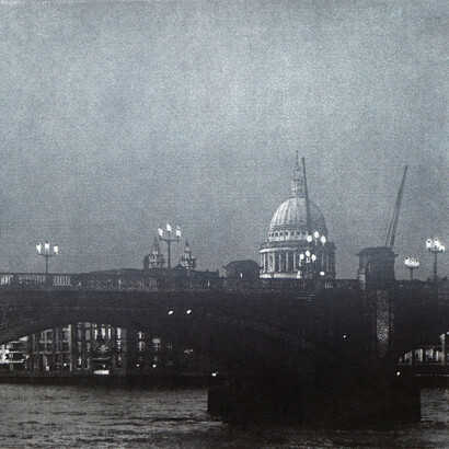 Fermata 1 (St Pauls), Size: 35cm x35cm, Medium: Screenprint with Pen Drawing on, Graphite, Edition: 30, 2017. Courtesy of The Foundry Gallery