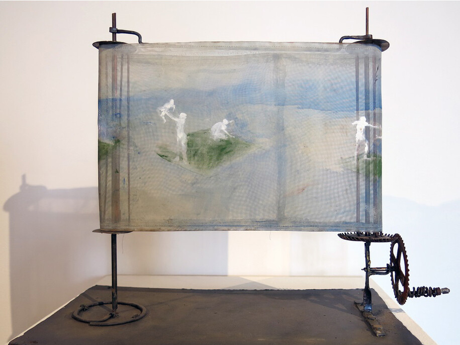 June Leaf, Scroll with Figures, 2008, Mixed media, 15h x 19w x 9d in.