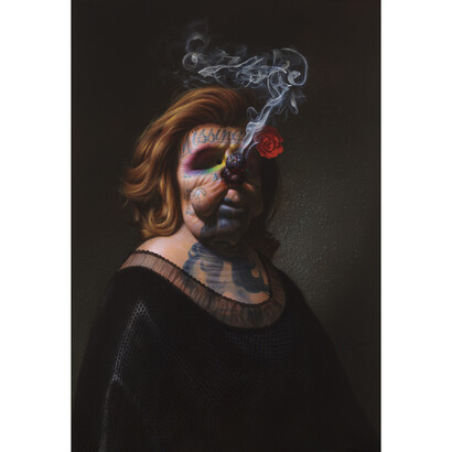 Christian Rex van Minnen, Rosa With Dirty Sweatpants, oil on linen, Courtesy of Robischon Gallery