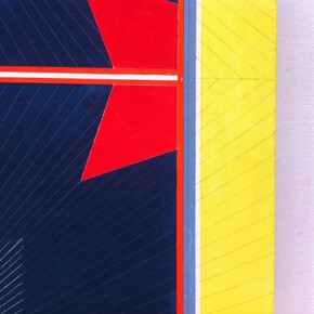 Mary Judge, Ariadne's Blues, (detail) 2014, flashe, graphite, white charcoal pencil on linen mounted on board, 48 x 48 inches