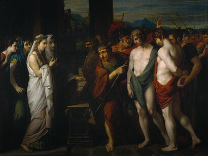 "Pilades y Orestes llevados como víctimas ante Ifigenia", Benjamín Oeste, 1766, Colección Tate Britain