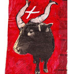 Roland Topor, Taureau suisse, ca. 1985, 23 x 15,5 cm, courtesy of galerie Anne Barrault