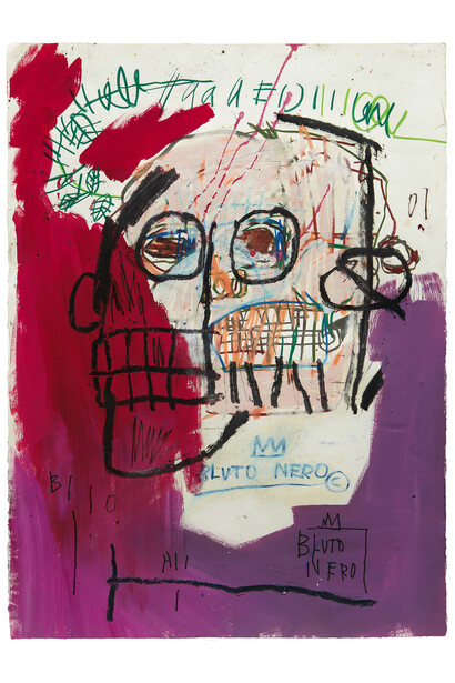 Jean-Michel Basquiat, Untitled (Bluto Nero), 1982, Acrylic and oilstick on paper 30 x 22 inches (76 x 56 cm), The Schorr Family Collection © The Estate of Jean-Michel Basquiat / ADAGP, Paris / ARS, New York 2014. Photo by Kent Pell  