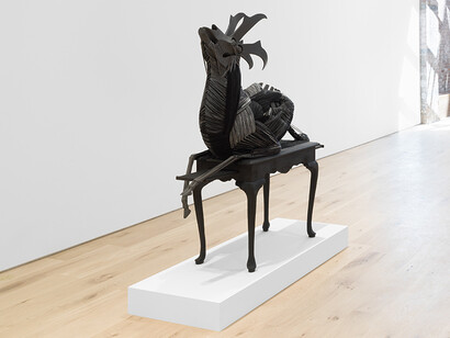 Cannupa Hanska Luger, American traditional, exhibition view. Courtesy of Garth Greenan Gallery