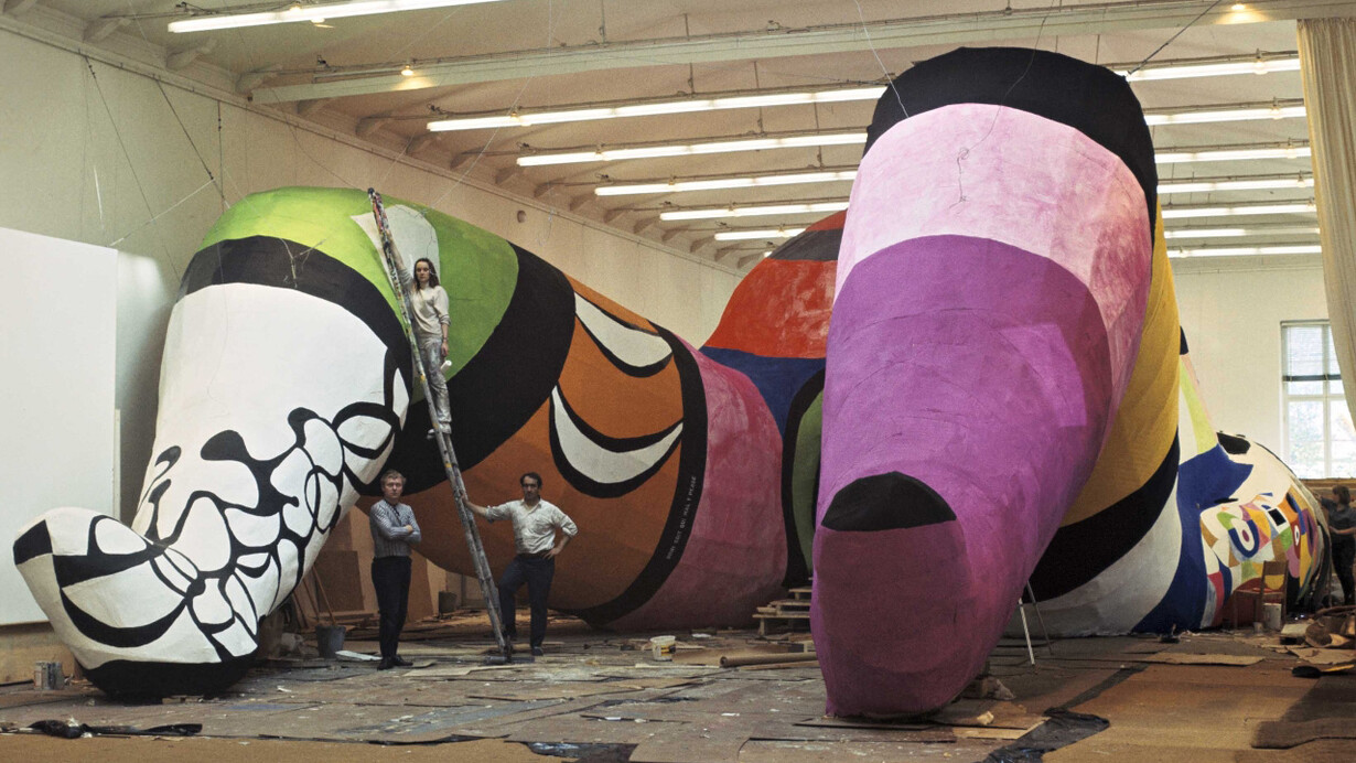 Niki de Saint Phalle, Jean Tinguely and Per Olof Ultvedt, HON, Moderna Museet in Stockholm, 1966; photo by Hans Hammarskiöld, © Hans Hammarskiöld Heritage