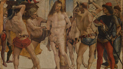 Luca Signorelli, Flagellazione dello Stendardo di Brera, 1482 – 1485 circa, tempera su tavola, Pinacoteca di Brera, Milano, Italia, (dettaglio)