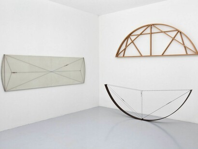 Sistema1976three elementsacrylic on canvasiron rods and woodvariable dimensionsCourtesy: Fondazione Marconi, Milan