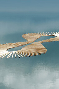 Gianpietro Carlesso, Isola Felix, 2006; Legno e catene, cm 15 x 1500 x 3000; Zell am See, Austria.