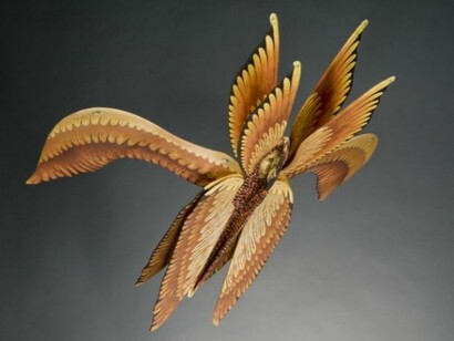 Guardian Angel - 3D print, dig printed fabric, stainless steel- 31.5 h x 30 w x 7d, 2008