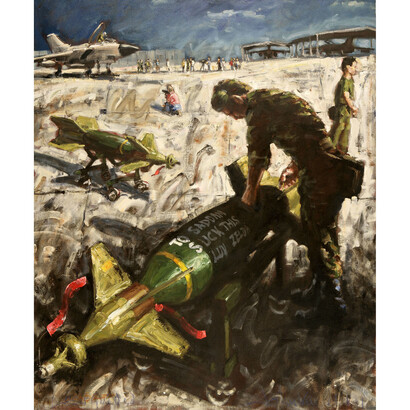 John Keane, Laser Guided, 1991(c) Oil on Canvas, © John Keane, Courtesy of Flowers Gallery, London and New York