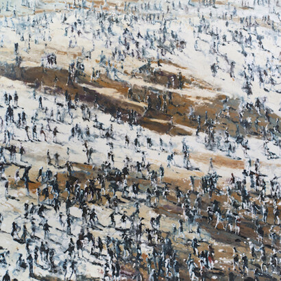 Crowd under the Sun, 2014 , Peinture à la cire sur toile , 200 x 200 cm , 78 3/4 x 78 3/4 in. Courtesy of Galerie Templon