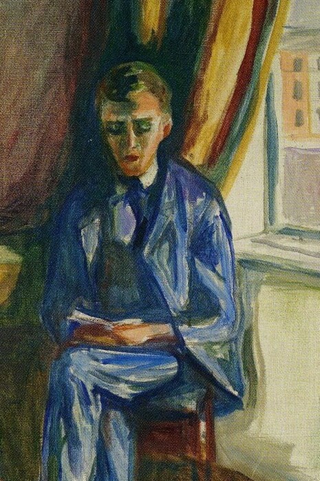 "Andreas leyendo", Edvard Munch, óleo sobre cartón, 1882-83