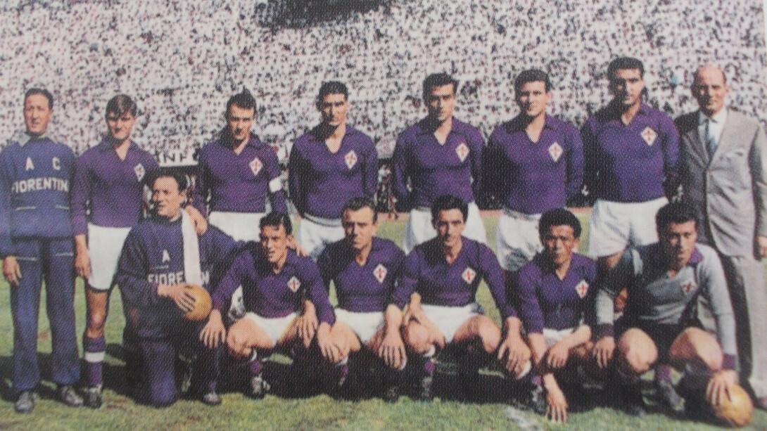 Fulvio Bernardini con la Fiorentina, campione d'Italia nel 1955-1956