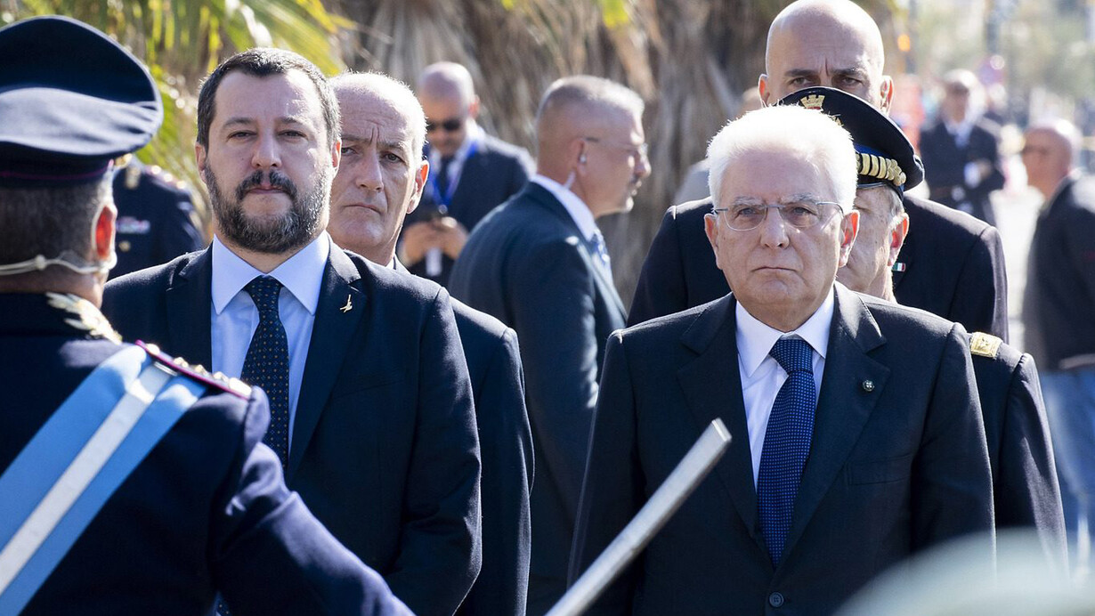 Il Ministro degli Interni Matteo Salvini e il Presidente della Repubblica Sergio Mattarella