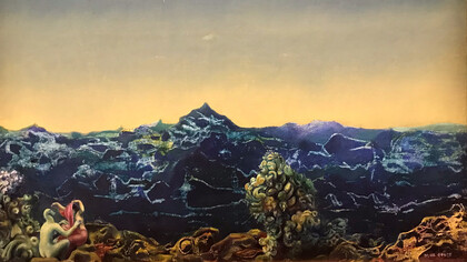 Max Ernst (1891-1976), Aux antipodes du paysage, 1936. Associé aux fondateurs du groupe dada et puis à ceux du surréalisme, sa soif insatiable de création l’a poussé bien au-delà des étiquettes collées à ses contemporains