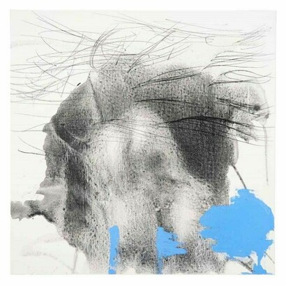 Rosemarie Trockel, Precious Blue, 2013, Acrylic and pencil on canvas, 15 3/8 x 15 3/8 inches (39 x 39.1 cm). Copyright Rosemarie Trockel. Courtesy Gladstone Gallery, New York and Brussels