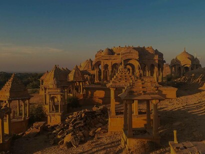 A mount of grand resting places at Bada Bagh Jaisalmer, India