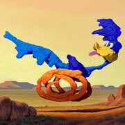 Ron DeFelice, Meep Meep (Road Runner), 2023, oil & acrylic on stretched canvas, 36x48 inches. Courtesy the artist and Kantor Gallery, LA