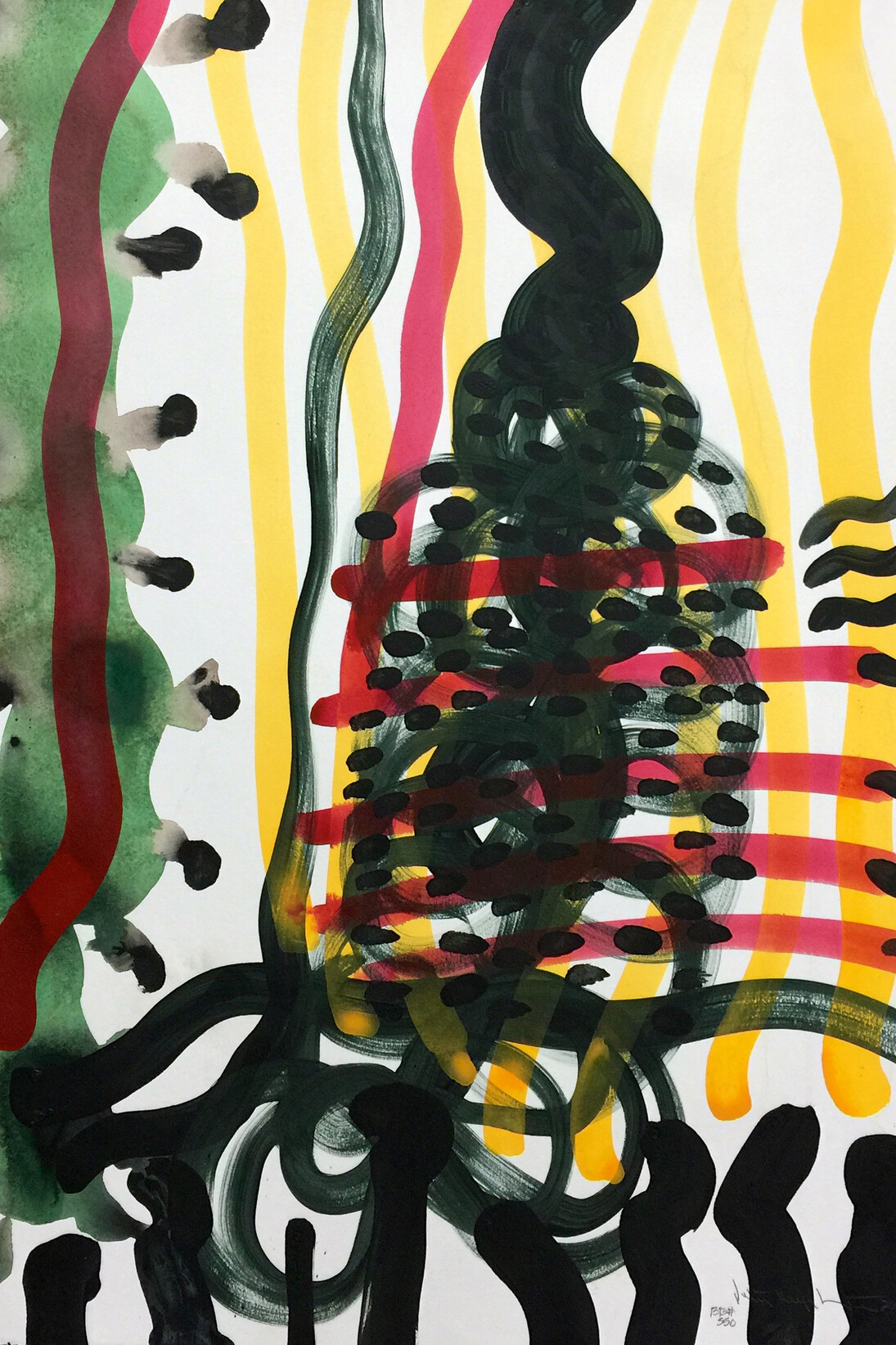 Peter Wayne Lewis, Beijing Booster 550, 2009, acrylic on paper, 30 x 22 inches. Courtesy of the artist and Skoto Gallery