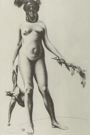 Richard Müller, Alloro e cappello da giullare, dettaglio, acquaforte, 1916, 42,3 x 24,5 cm