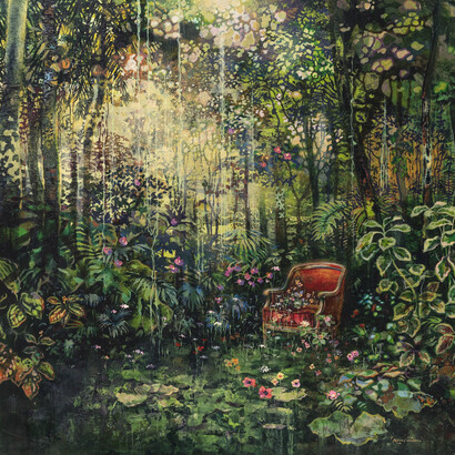 Eric Roux-Fontaine, Sous l'astre des saisons, Mixed media on canvas,  47¼ x 55 (120 x 140cm)