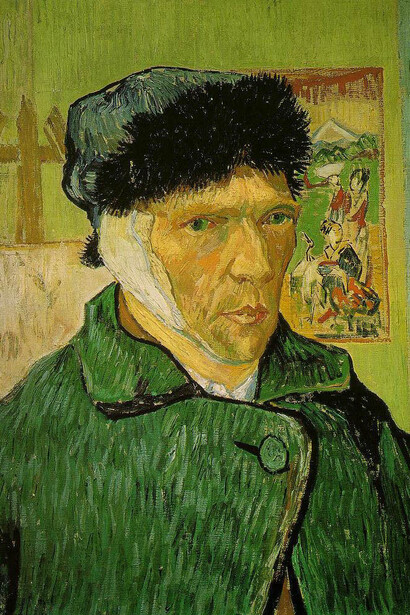Vincent Van Gogh; Autorretrato con oreja vendada, 1889 (detalle)