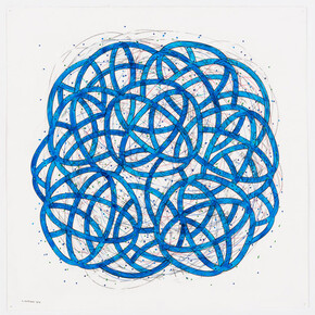 Morgan, Blue Train, 2018. Ink, graphite and colored pencil on paper, 12 x 12 in. Courtesy of the artist and Engage Projects