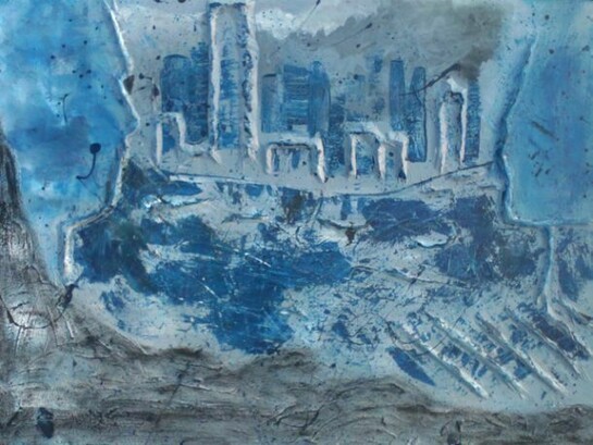 Matilde Calamai, City And the Sea, 2012, Mixed Media & Acrylic on Canvas, 24" x 31.5"