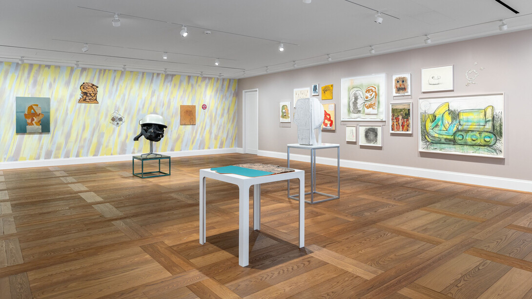 Nicole Eisenman, with, and, of, on sculpture, exhibition view. Courtesy of Hauser & Wirth Gallery