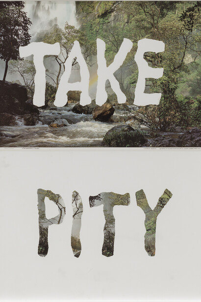 Mitchell Syrop, Take Pity, 1998, Torn litho poster on board, collage, framed, 111 x 81 cm, unique, courtesy the artist and Croy Nielsen, Berlin, photo: Joachim Schulz