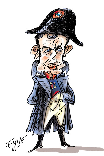 Caricatura di Emmanuel Macron, una delle tante pubblicate sui periodici di Nexus Editore