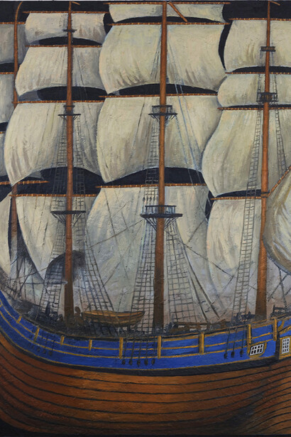 Paul Gagner, Ship in a painting, 2024. Courtesy of Hashimoto Contemporary Gallery