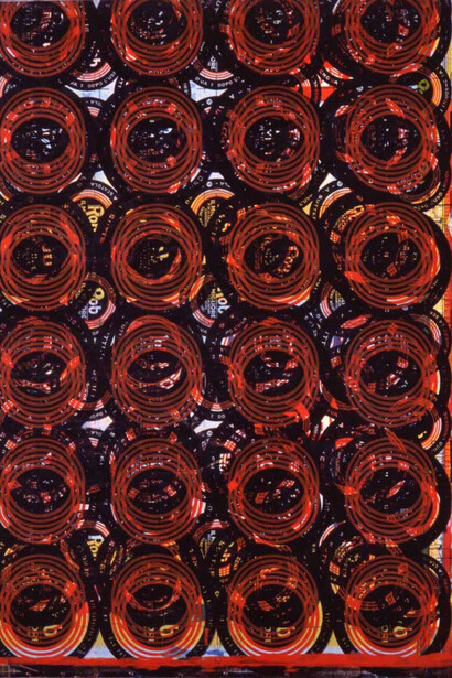 Eugenio Carmi, 24 tondi rossi, 1964, 74,5 x 65 cm, latta litografata