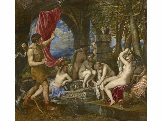 Titian (Tiziano Vecellio), Diana and Actaeon, 1556-59, Oil on canvas: 184.5 x 202.2 cm, Purchased jointly by the National Galleries of Scotland and the National Gallery, London, with contributions from The Scottish Government, the National Heritage Memorial Fund, The Monument Trust, the Art Fund (with a contribution from the Wolfson Foundation), Artemis Investment Management Ltd, Binks Trust, Mr Busson on behalf of EIM Group, Dunard Fund, The Fuserna Foundation, Gordon Getty, The Hintze Family Charitable Foundation, J Paul Getty Jnr Charitable Trust, John Dodd, Northwood Charitable Trust, The Rothschild Foundation, Sir Siegmund Warburg’s Voluntary Settlement and through public appeal 2009