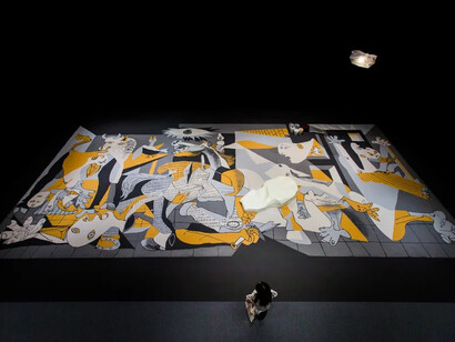 Lee Mingwei, Guernica in sand, view of performance. Courtesy of M+ Museum