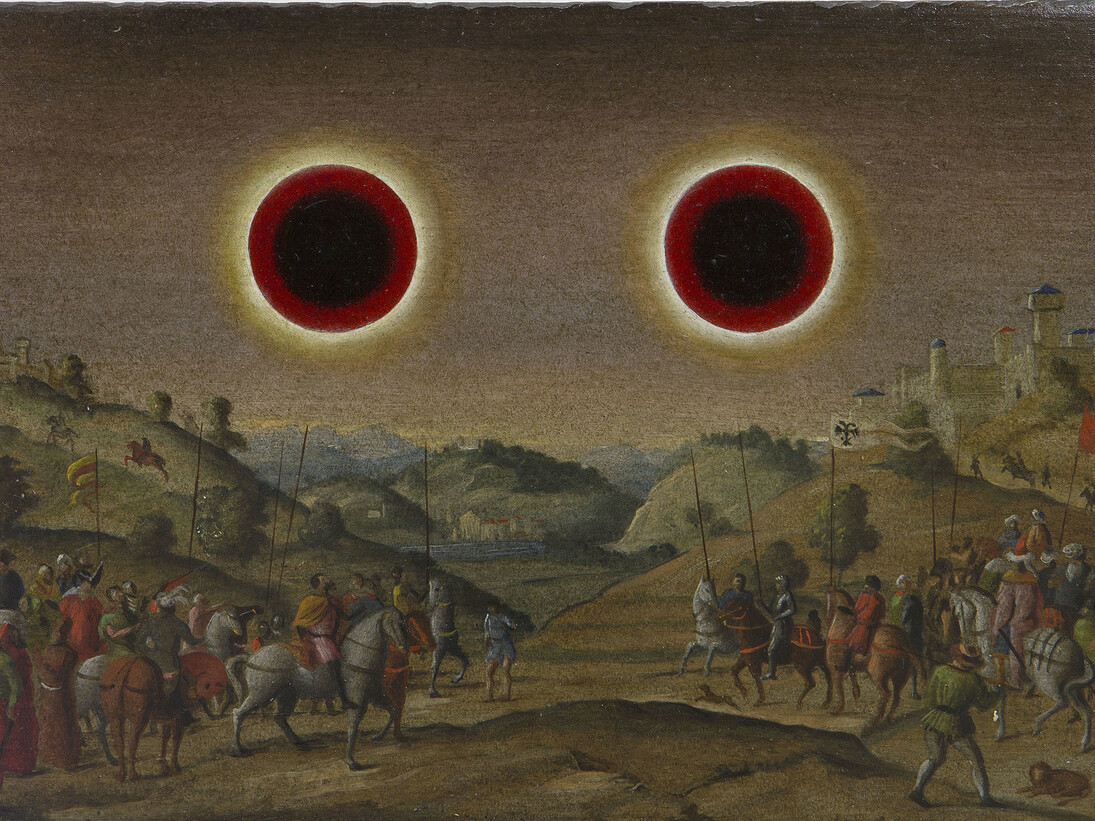 Laurent Grasso, "Studies into the Past", Huile sur chêne, 20 x 29 cm / 7 3/4 x 11 1/2 inches, photo : Claire Dorn, © ADAGP, Paris, 2014, Courtesy Galerie Perrotin