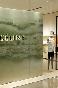 The exterior of the Celine store features a minimalist design that reflects the brand’s refined and modern aesthetic