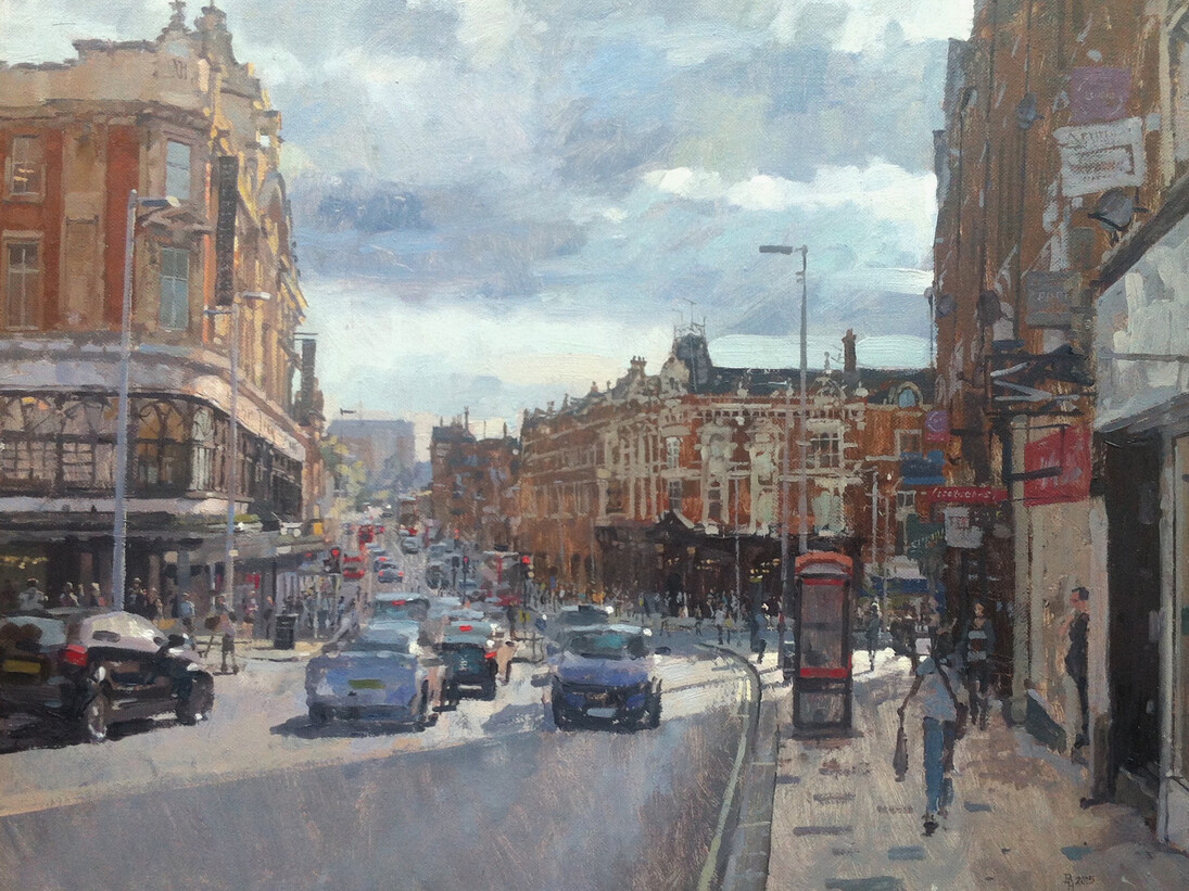 Benjamin Hope, Clapham Junction from Lavender Hill, Oil on Canvas, 2015, 50 x 40 cm

