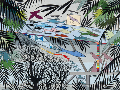 James Clover, Untitled 2, 22 x 33 in, mixed media on paper, 2013-14