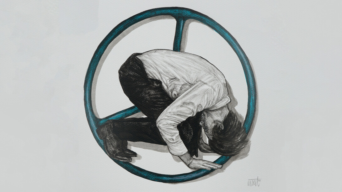 Levalet, Losing control 2, ink and acrylic on paper, 30x30, 2022