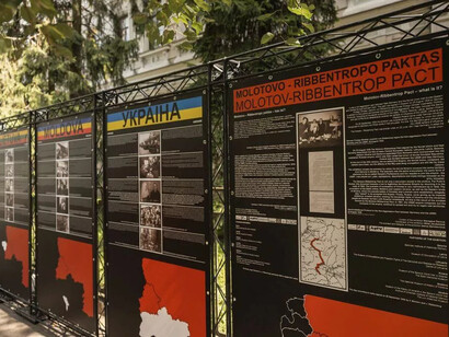 From August 1939 to June 1941. Terror and mass repressions in Estonia, Latvia, Poland, Lithuania, Moldova, and Ukraine, exhibition view. Courtesy of Museum of occupations and freedom fights