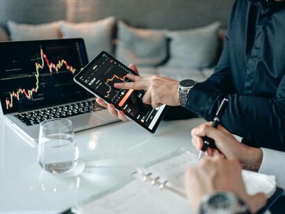 Man takes notes on economic growth