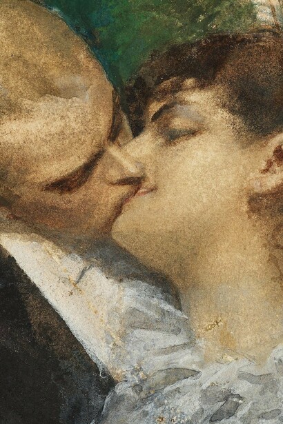 "El abrazo", acuarela sobre papel, Anders Zorn, 1885